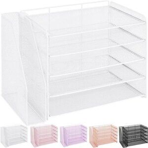 Desk Organizer 5 Tier Paper File Holder Magazine Rack Desktop Office Storage Whi